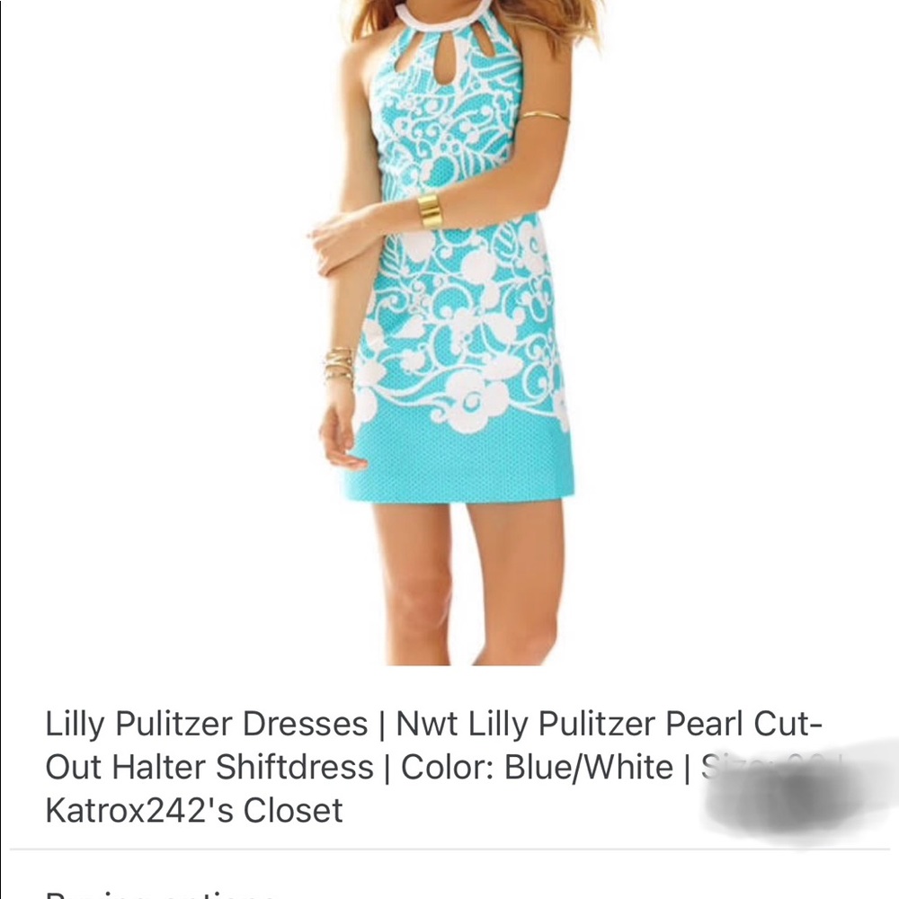 Lilly Pulitzer aqua pearl cutout halter sun dress